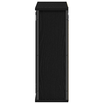 Bad-Wandschrank mit Spiegel Schwarz Eichen-Optik 50x21x60 cm