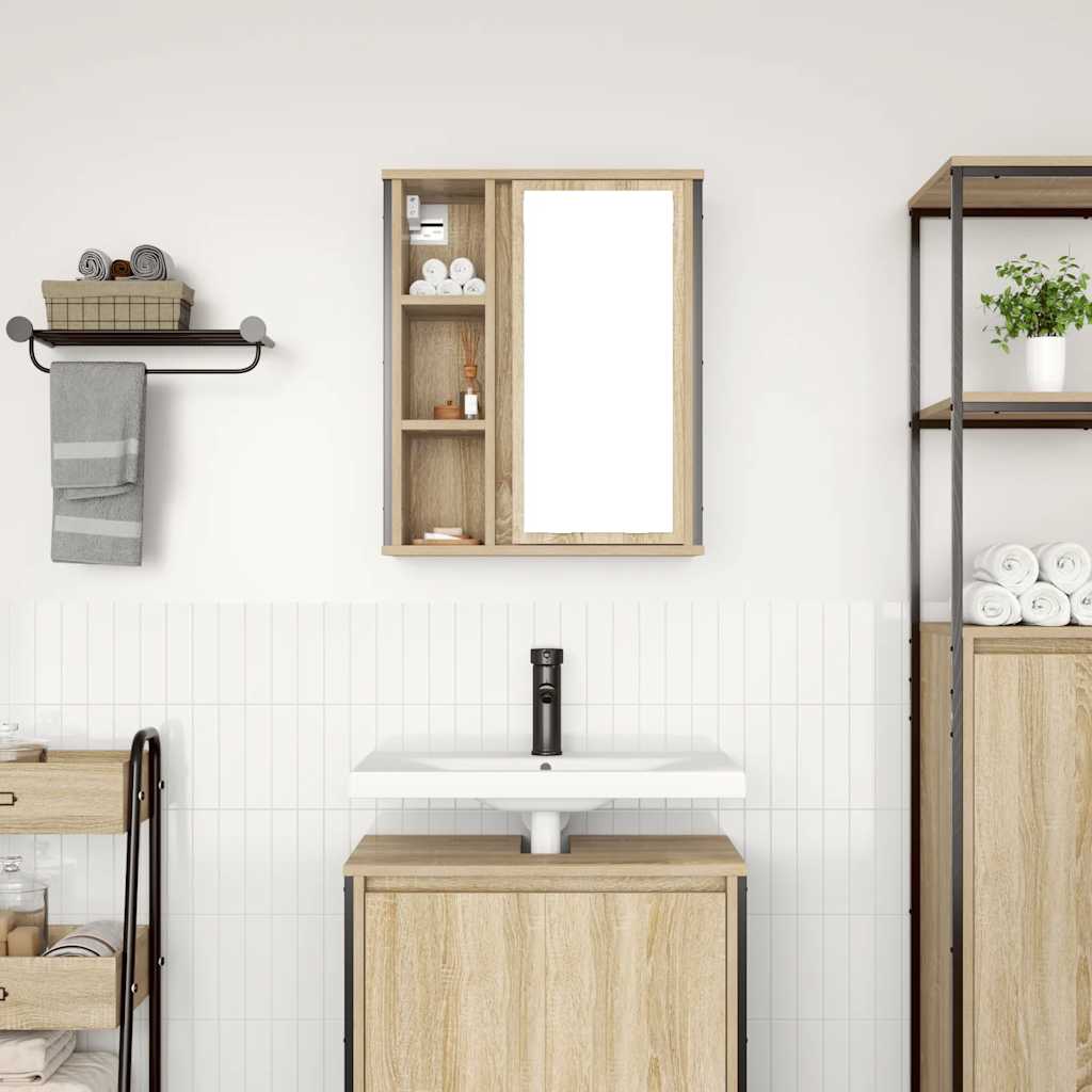 vidaXL Armoire murale de salle de bain avec miroir Chêne Sonoma 50x21x60 cm
