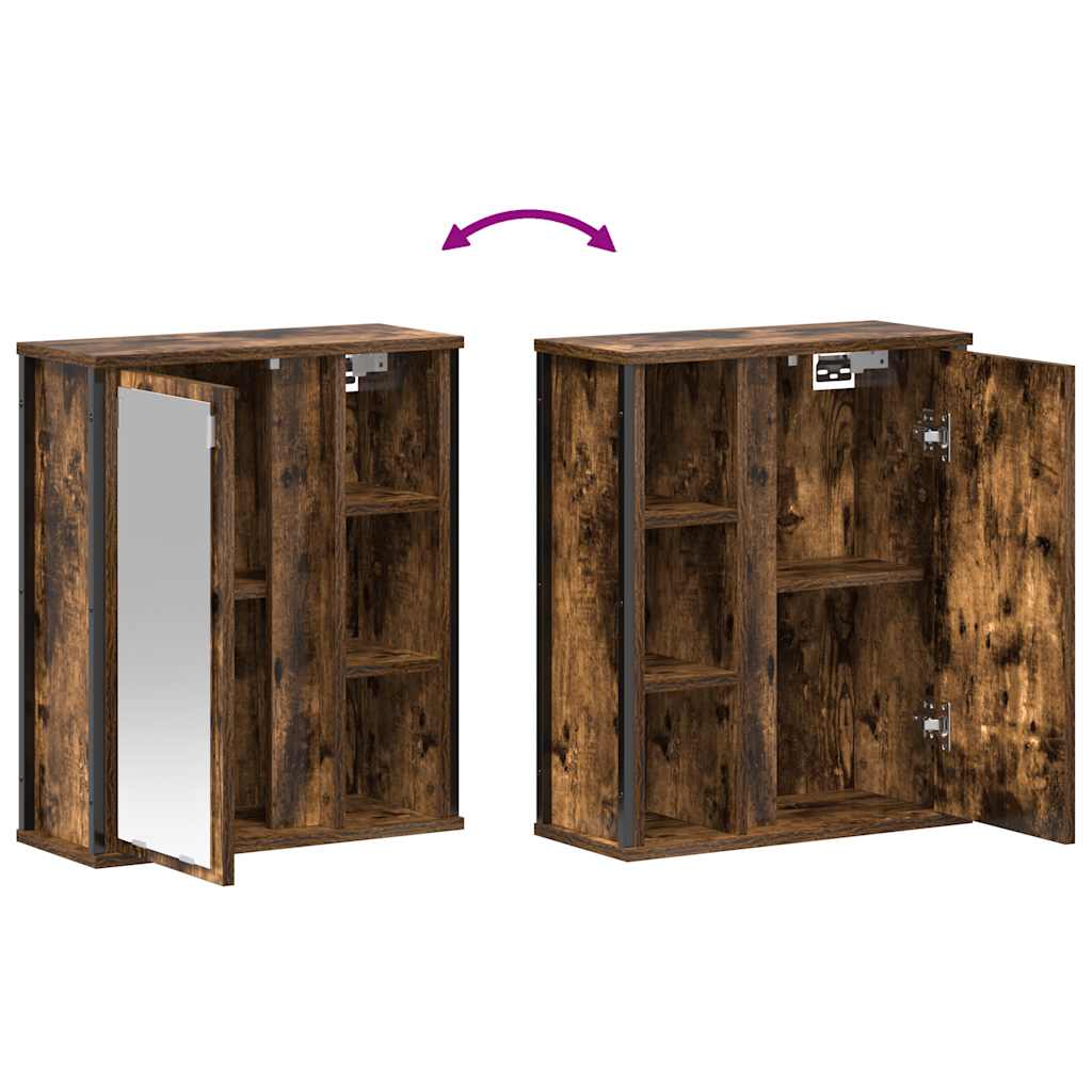 vidaXL Bad-Wandschrank mit Spiegel Räuchereiche 50x21x60 cm