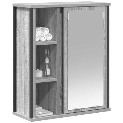 vidaXL Bad-Wandschrank mit Spiegel Grau Sonoma 50x21x60 cm