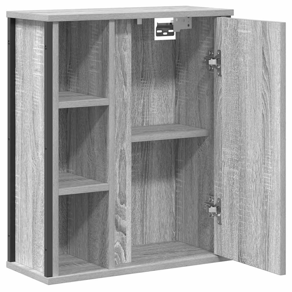 vidaXL Bad-Wandschrank mit Spiegel Grau Sonoma 50x21x60 cm