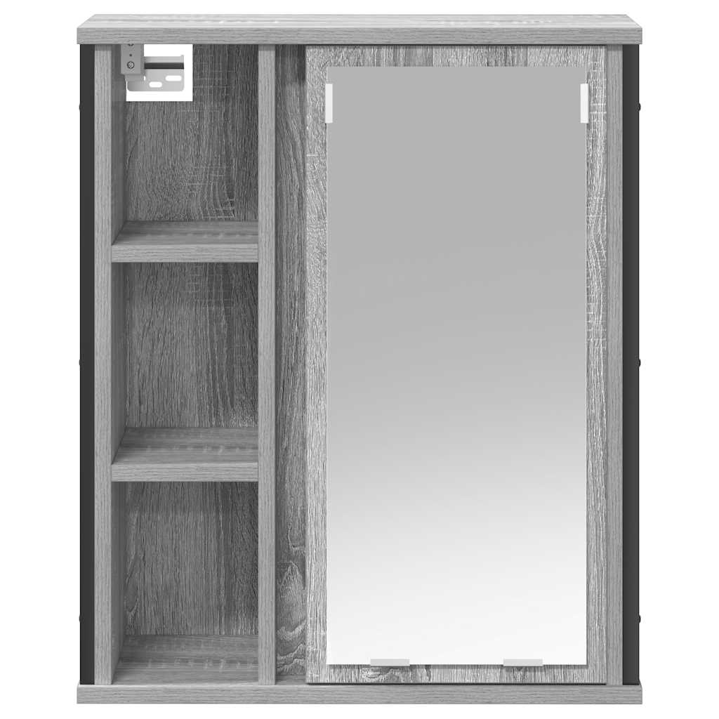 vidaXL Bad-Wandschrank mit Spiegel Grau Sonoma 50x21x60 cm