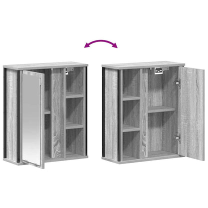 vidaXL Bad-Wandschrank mit Spiegel Grau Sonoma 50x21x60 cm