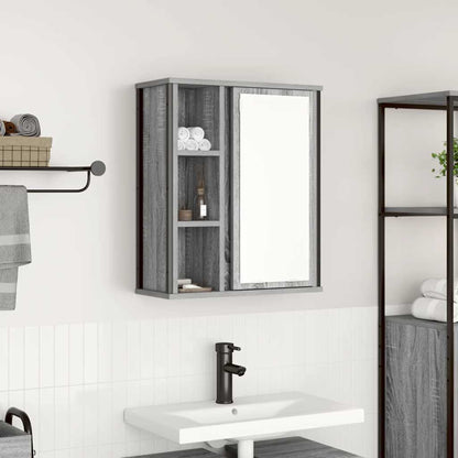 vidaXL Bad-Wandschrank mit Spiegel Grau Sonoma 50x21x60 cm