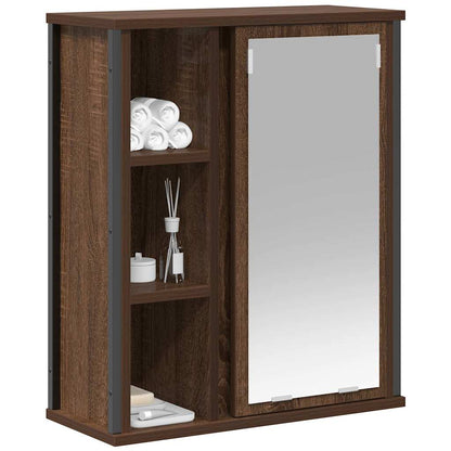 vidaXL Bad-Wandschrank mit Spiegel Braun Eichen-Optik 50x21x60 cm