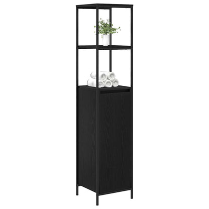 vidaXL Badschrank mit Regalen Schwarz Eichen-Optik 36x35x165 cm