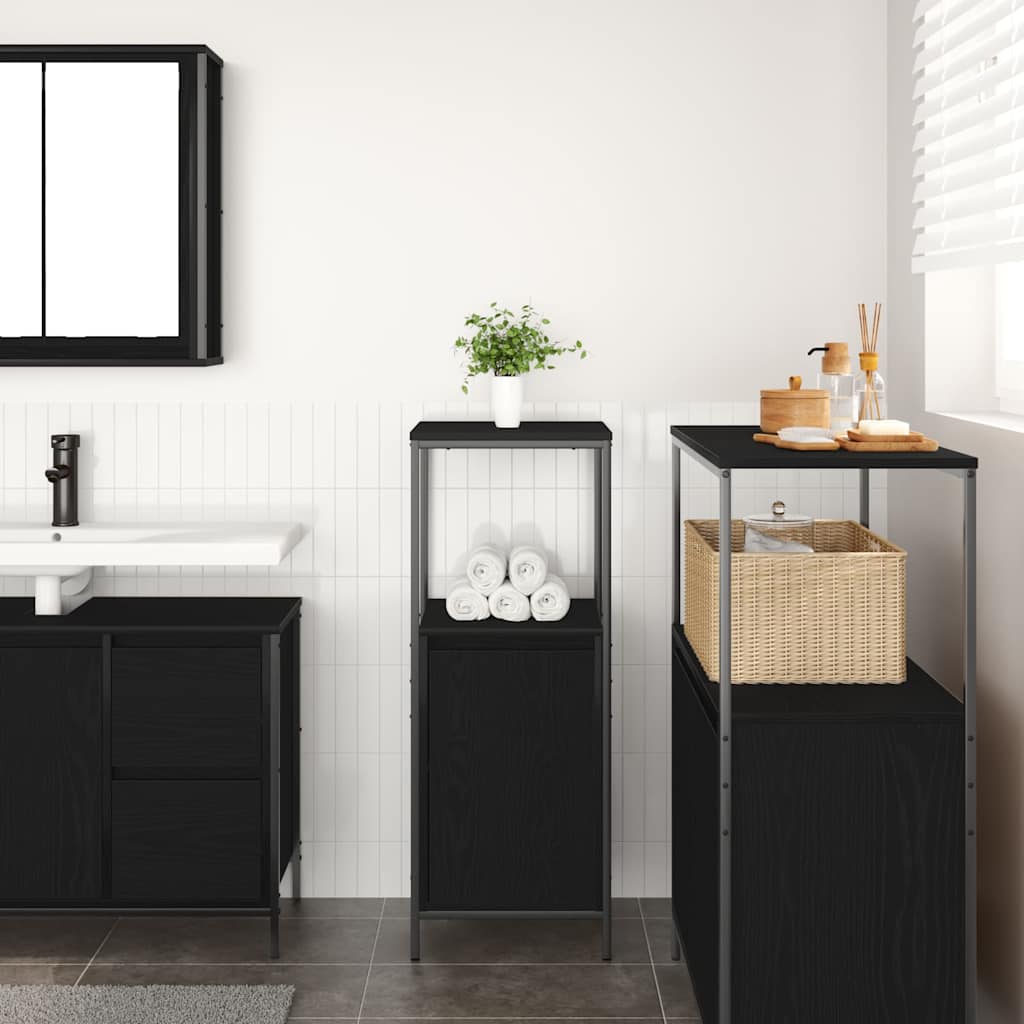 vidaXL Badschrank mit Regalen Schwarz Eichen-Optik 36x35x95 cm