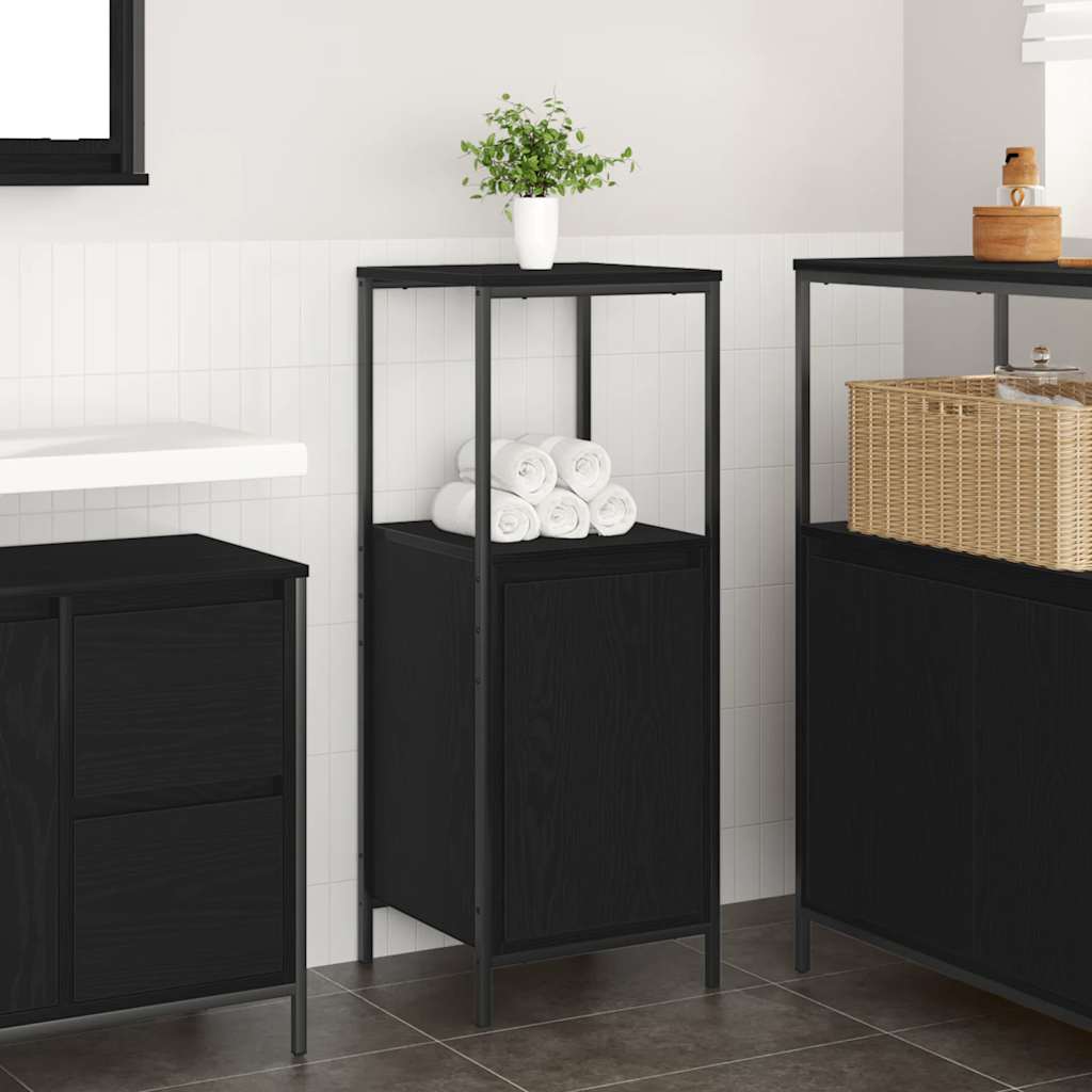 vidaXL Badschrank mit Regalen Schwarz Eichen-Optik 36x35x95 cm