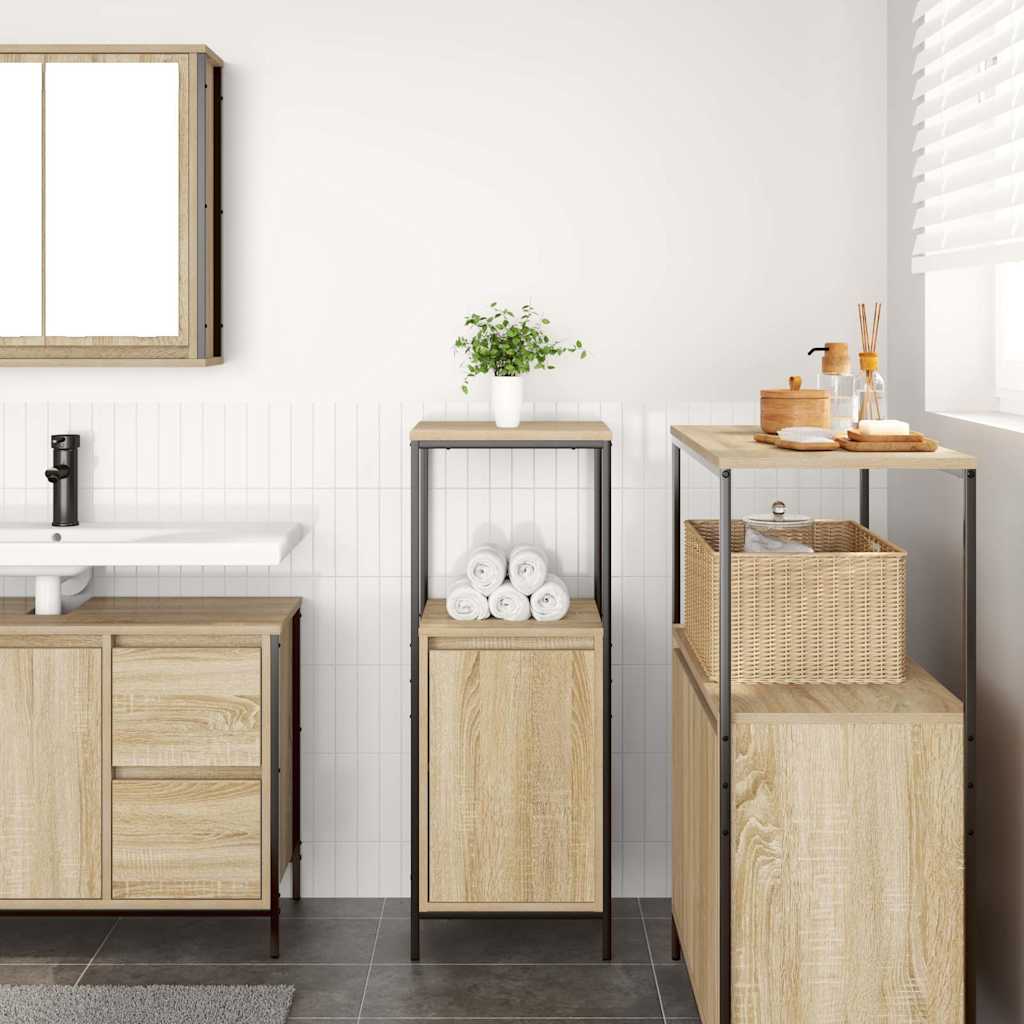 vidaXL Badschrank mit Regalen Sonoma-Eiche 36x35x95 cm