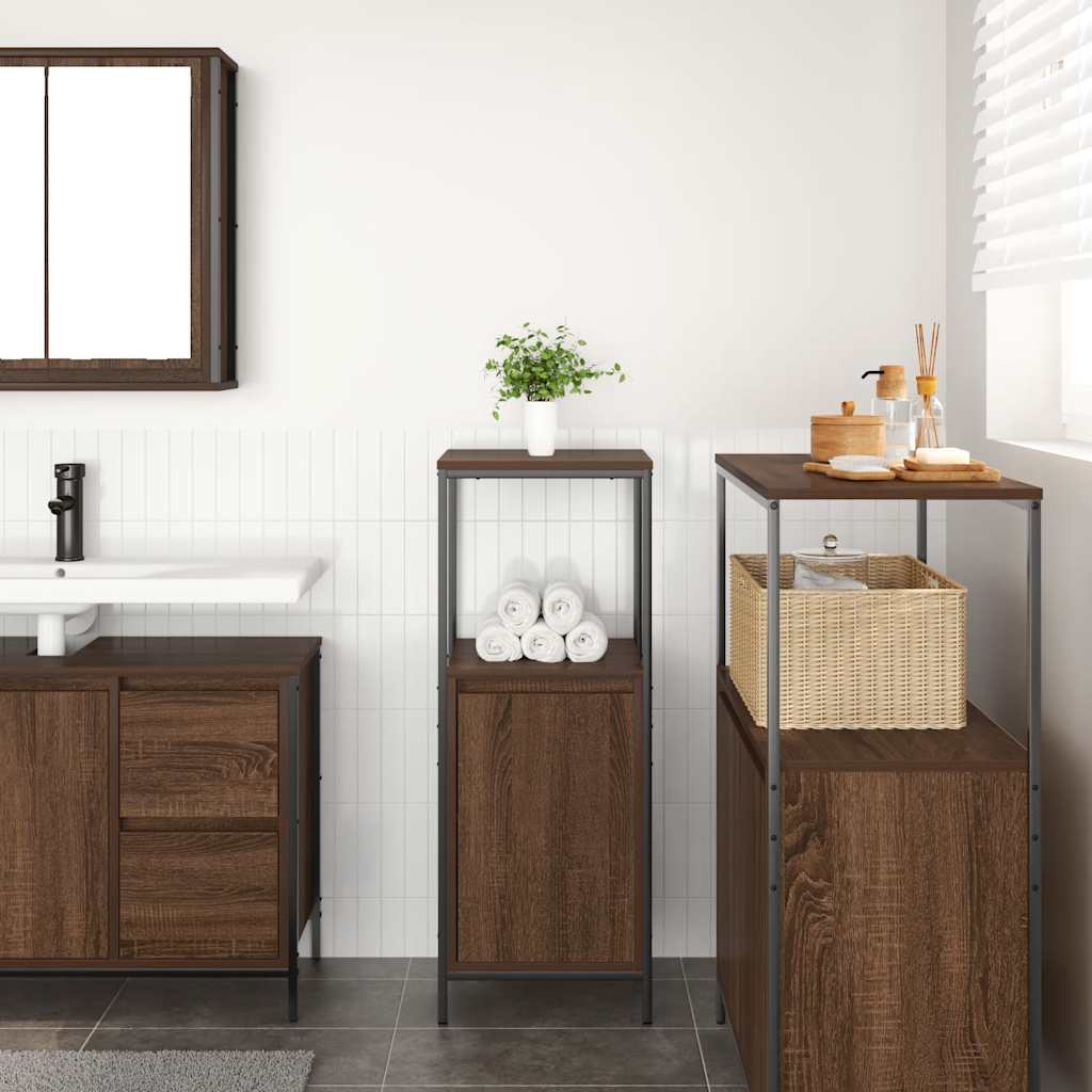 vidaXL Badschrank mit Regalen Braun Eichen-Optik 36x35x95 cm