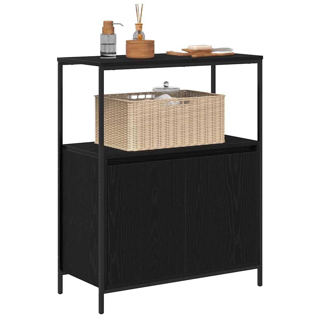 vidaXL Badschrank mit Regalen Schwarz Eichen-Optik 76,5x35x95 cm