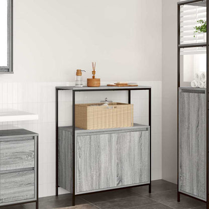 vidaXL Badschrank mit Regalen Grau Sonoma 76,5x35x95 cm