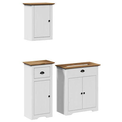 vidaXL Ensemble de meubles de salle de bain 3 pièces BODO blanc et marron en pin massif