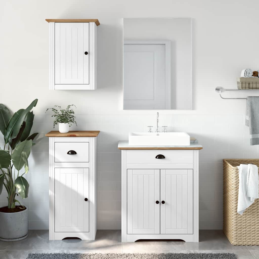 vidaXL Ensemble de meubles de salle de bain 3 pièces BODO blanc et marron en pin massif