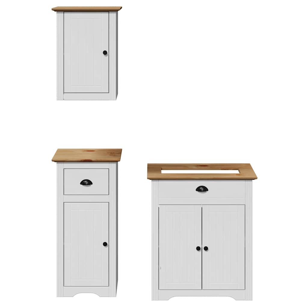 vidaXL Ensemble de meubles de salle de bain 3 pièces BODO blanc et marron en pin massif