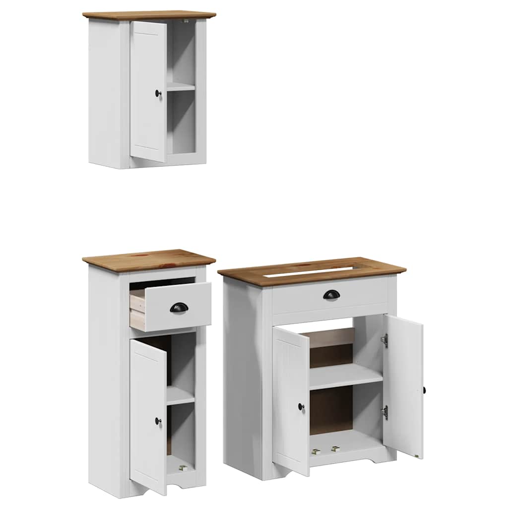 vidaXL Ensemble de meubles de salle de bain 3 pièces BODO blanc et marron en pin massif