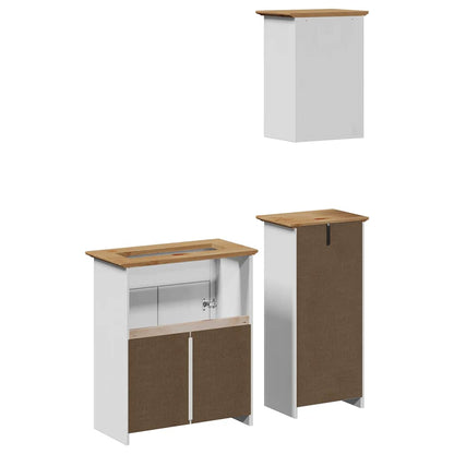 vidaXL Ensemble de meubles de salle de bain 3 pièces BODO blanc et marron en pin massif
