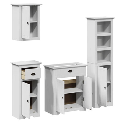 vidaXL 4-tlg. Badmöbel-Set BODO Weiß Massivholz Kiefer