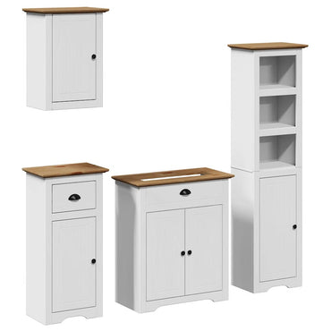 vidaXL Ensemble de meubles de salle de bain BODO 4 pcs bois de pin massif blanc et marron