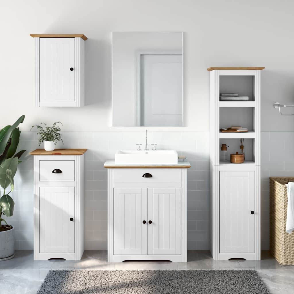 vidaXL Ensemble de meubles de salle de bain BODO 4 pcs bois de pin massif blanc et marron