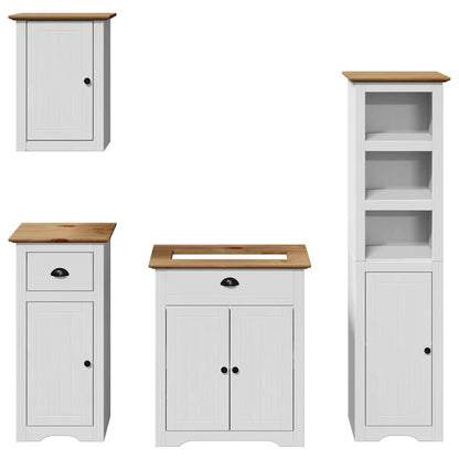 vidaXL Ensemble de meubles de salle de bain BODO 4 pcs bois de pin massif blanc et marron