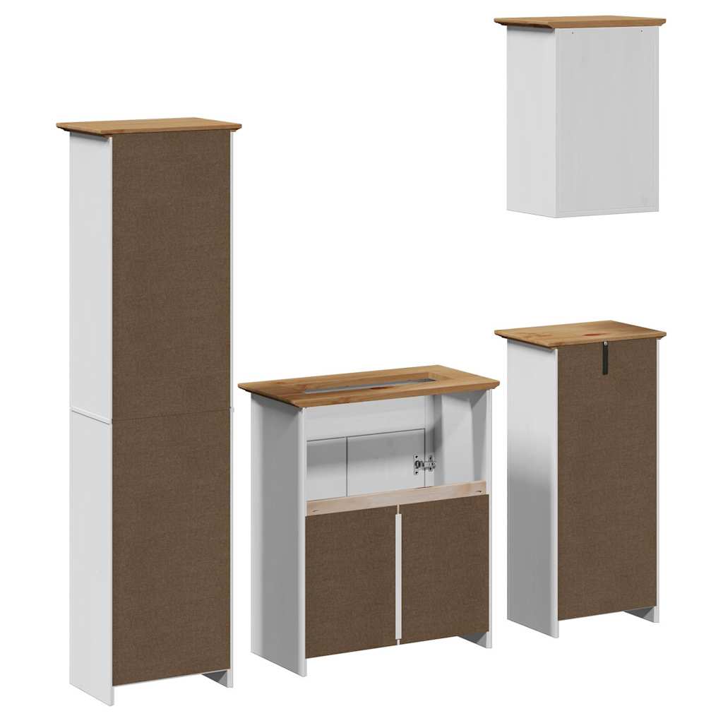 vidaXL Ensemble de meubles de salle de bain BODO 4 pcs bois de pin massif blanc et marron