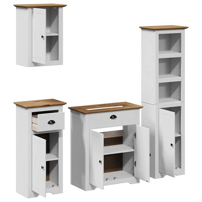 vidaXL Ensemble de meubles de salle de bain BODO 4 pcs bois de pin massif blanc et marron