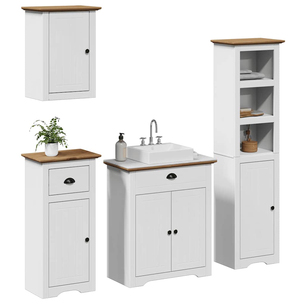 vidaXL Ensemble de meubles de salle de bain BODO 4 pcs bois de pin massif blanc et marron