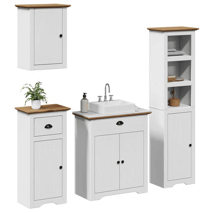 vidaXL Ensemble de meubles de salle de bain BODO 4 pcs bois de pin massif blanc et marron