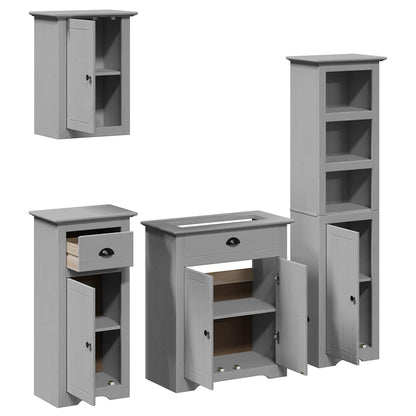 vidaXL 4-tlg. Badmöbel-Set BODO Grau Massivholz Kiefer