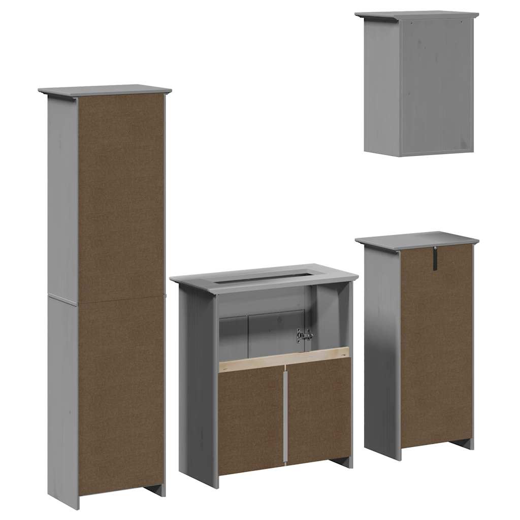 vidaXL 4-tlg. Badmöbel-Set BODO Grau Massivholz Kiefer