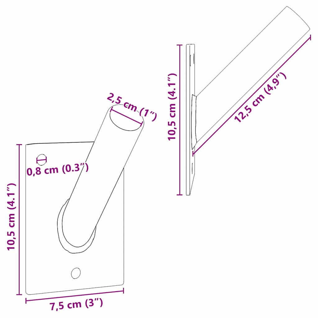 Fahnen Pole Holde Schwarz 10,5 x 7,5 x 0,25 cm Stahl