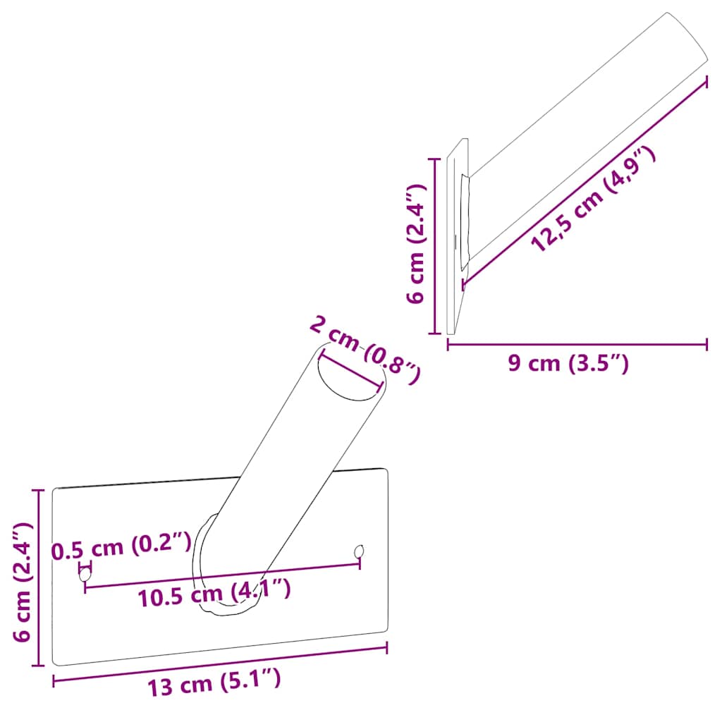 Fahnen Pole Holde Schwarz 13 x 6 x 0,2 cm Stahl