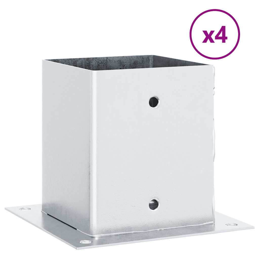 Pfostenträger Quadratisch 4Stk. Silber 101x101mm Stahl Verzinkt