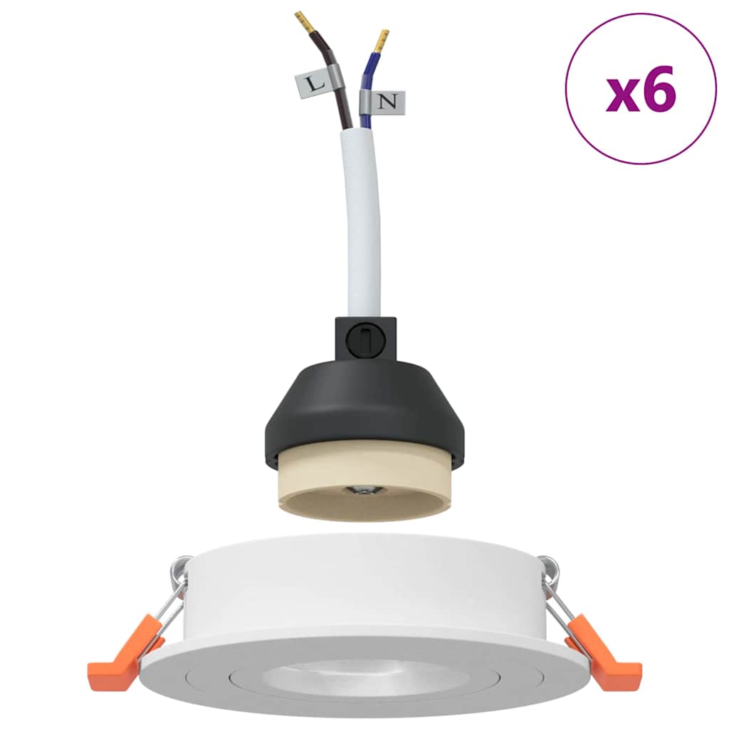 Spotlight 6 pcs Weiß 9 x 9 x 2 cm Aluminium