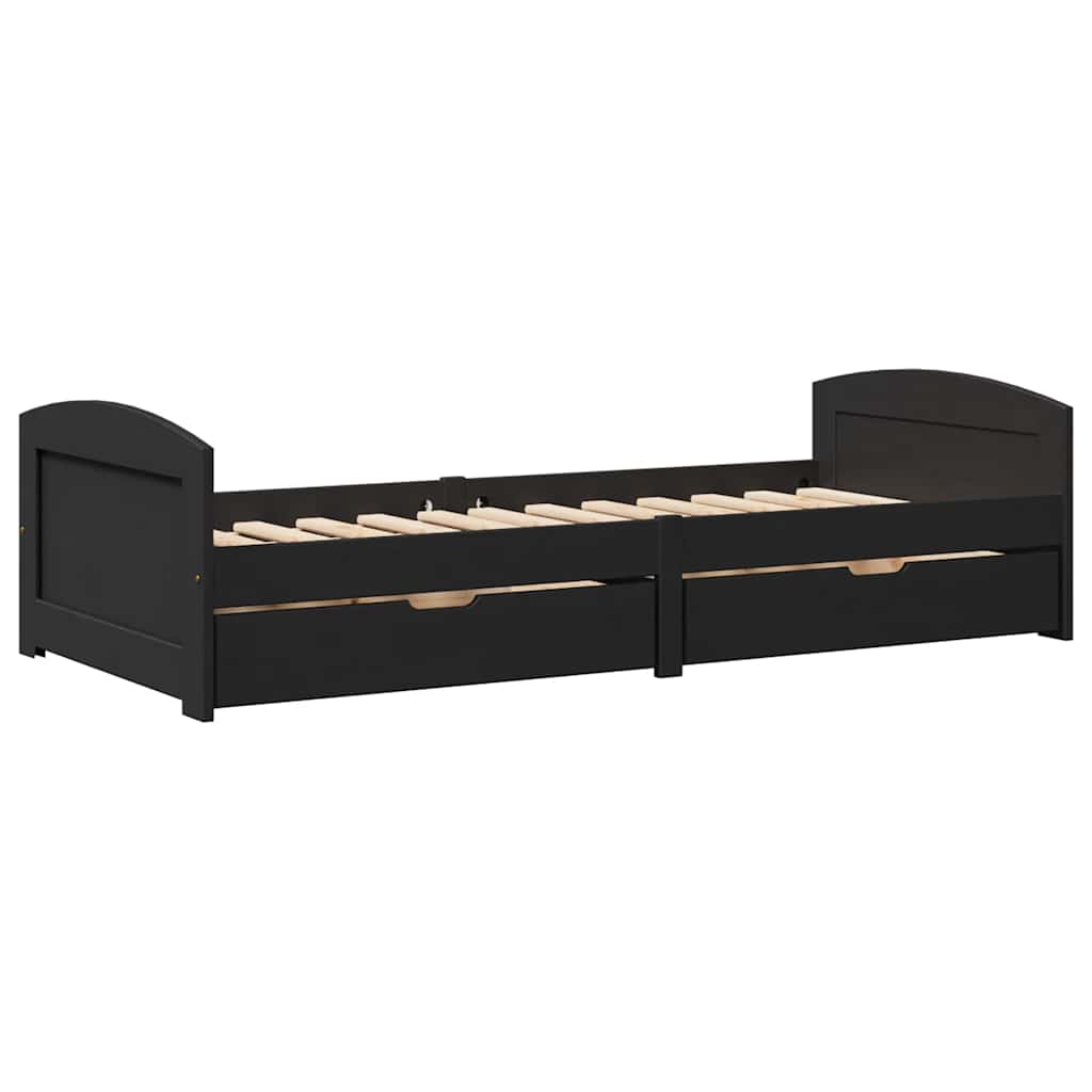 vidaXL Tagesbett mit 2 Schubladen ohne Matratze IRUN Schwarz 90x200cm