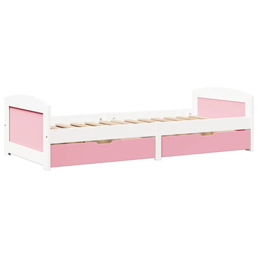 vidaXL Tagesbett mit 2 Schubladen ohne Matratze Weiß Rosa 90x200cm