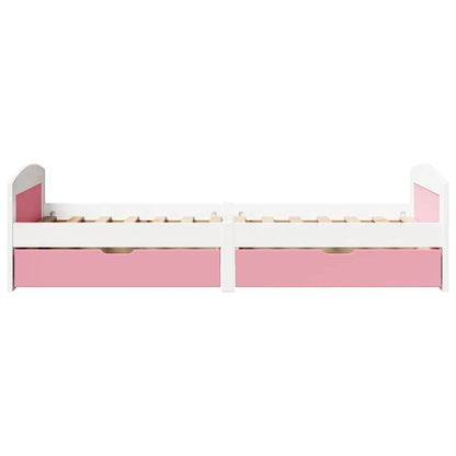 vidaXL Tagesbett mit 2 Schubladen ohne Matratze Weiß Rosa 90x200cm