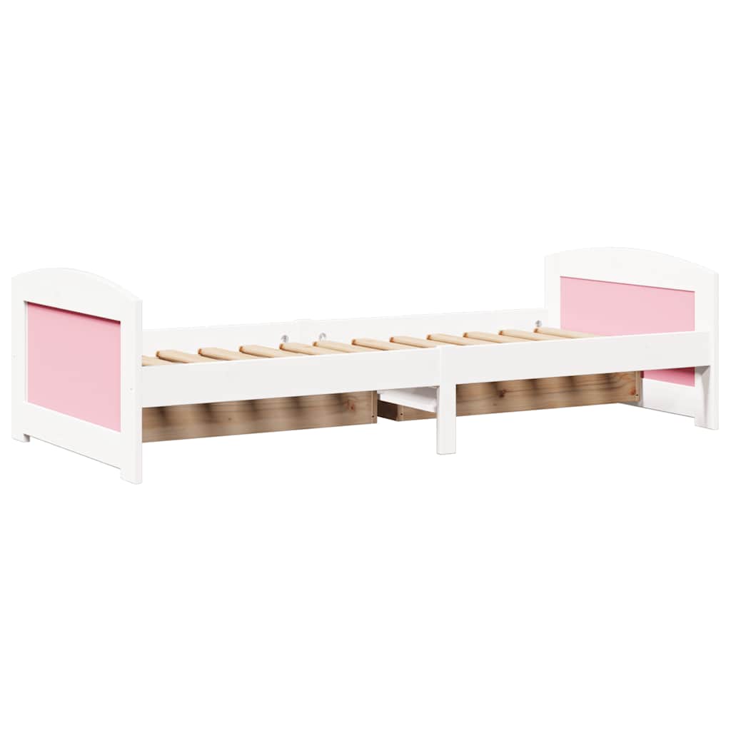 vidaXL Tagesbett mit 2 Schubladen ohne Matratze Weiß Rosa 90x200cm