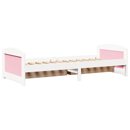 vidaXL Tagesbett mit 2 Schubladen ohne Matratze Weiß Rosa 90x200cm