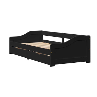 vidaXL Lit de repos avec 2 tiroirs sans matelas IRUN Noir 90x200cm