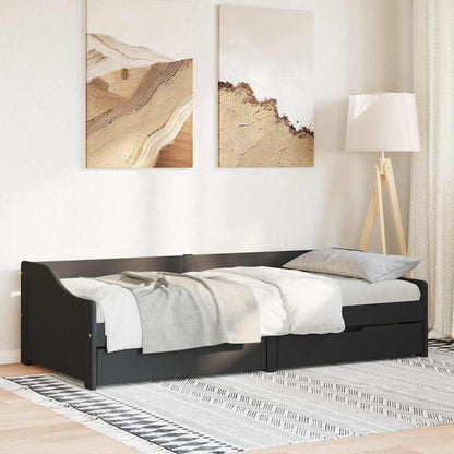 vidaXL Lit de repos avec 2 tiroirs sans matelas IRUN Noir 90x200cm