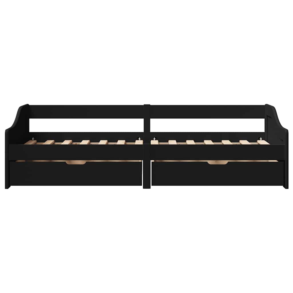 vidaXL Lit de repos avec 2 tiroirs sans matelas IRUN Noir 90x200cm