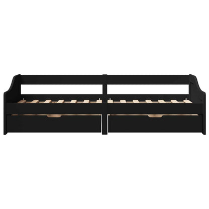 vidaXL Lit de repos avec 2 tiroirs sans matelas IRUN Noir 90x200cm