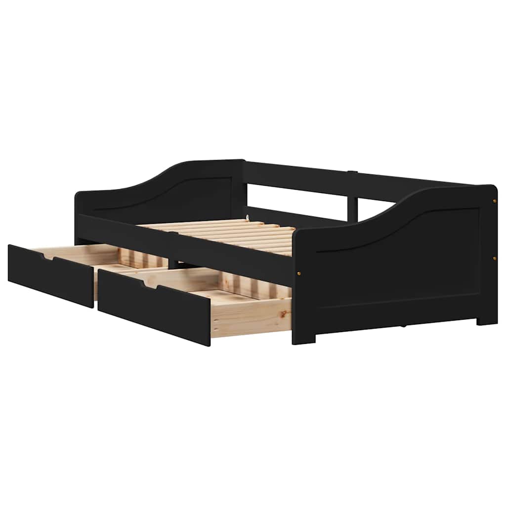 vidaXL Lit de repos avec 2 tiroirs sans matelas IRUN Noir 90x200cm