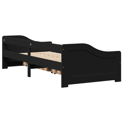vidaXL Lit de repos avec 2 tiroirs sans matelas IRUN Noir 90x200cm
