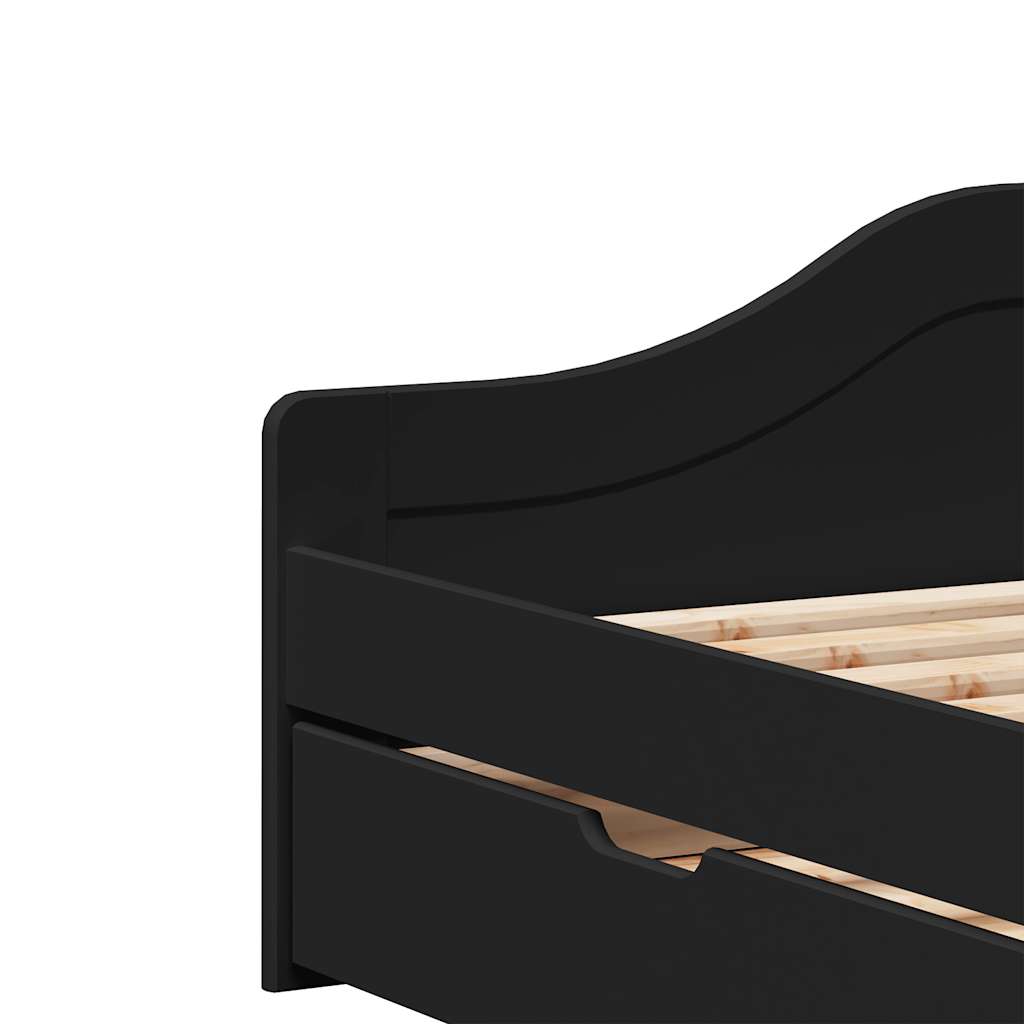 vidaXL Lit de repos avec 2 tiroirs sans matelas IRUN Noir 90x200cm