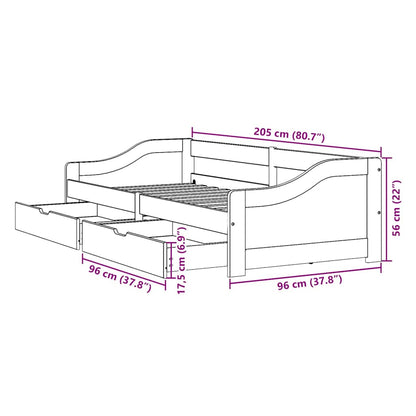 vidaXL Lit de repos avec 2 tiroirs sans matelas IRUN Noir 90x200cm