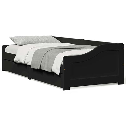vidaXL Lit de repos avec 2 tiroirs sans matelas IRUN Noir 90x200cm