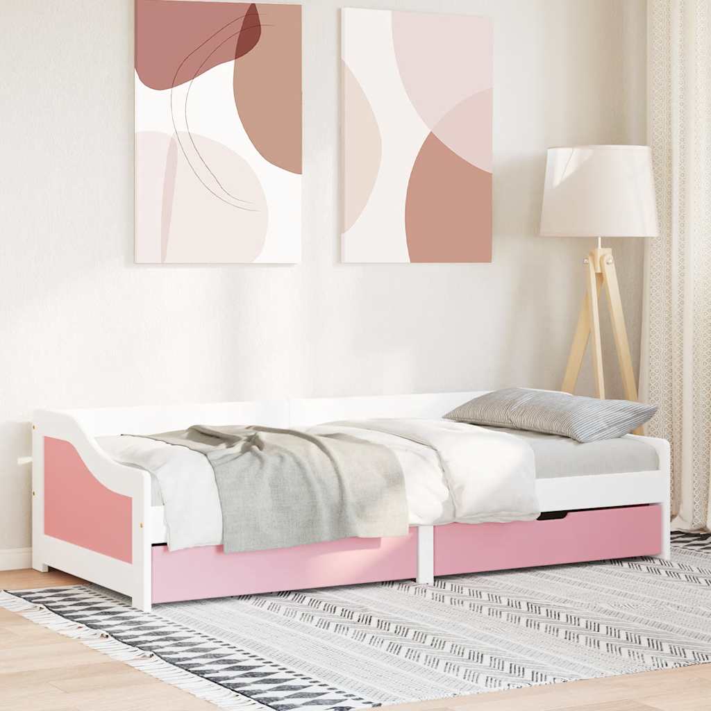 vidaXL Tagesbett mit 2 Schubladen ohne Matratze Weiß Rosa 90x200cm